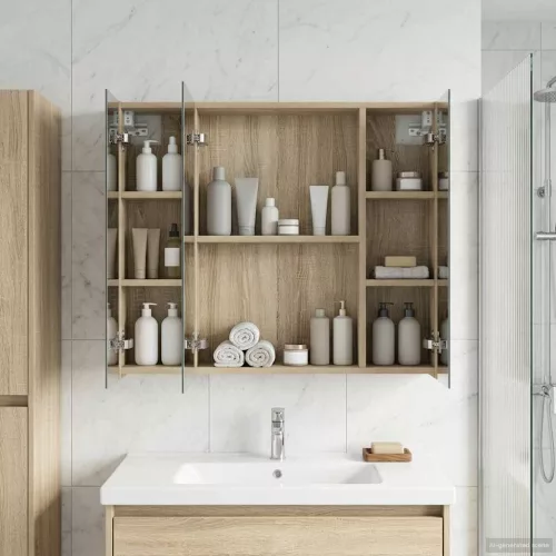  Fürdőszobai tükörszekrény Sonoma tölgy 80 x 14.5 x 70 cm