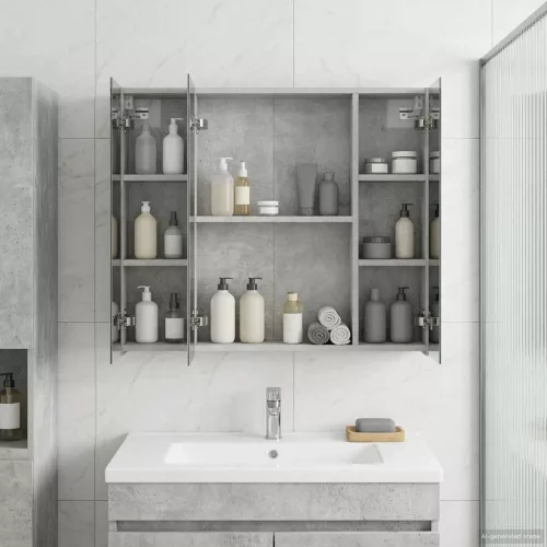  Fürdőszobai tükörszekrény Beton Szürke 80 x 14.5 x 70 cm