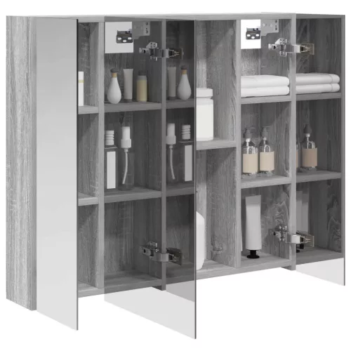  Fürdőszobai tükörszekrény Szürke Sonoma 80 x 14.5 x 70 cm