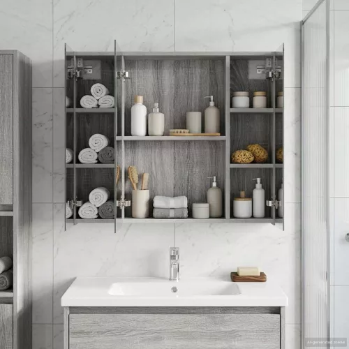  Fürdőszobai tükörszekrény Szürke Sonoma 80 x 14.5 x 70 cm