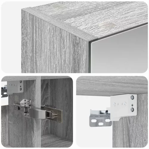  Fürdőszobai tükörszekrény Szürke Sonoma 80 x 14.5 x 70 cm