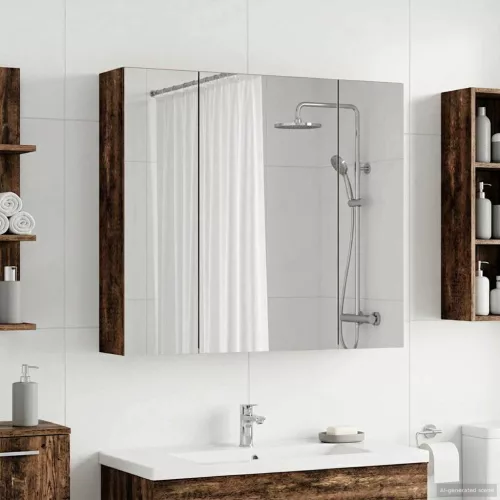  Fürdőszobai tükörszekrény Öreg fa 80 x 14.5 x 70 cm Faanyag