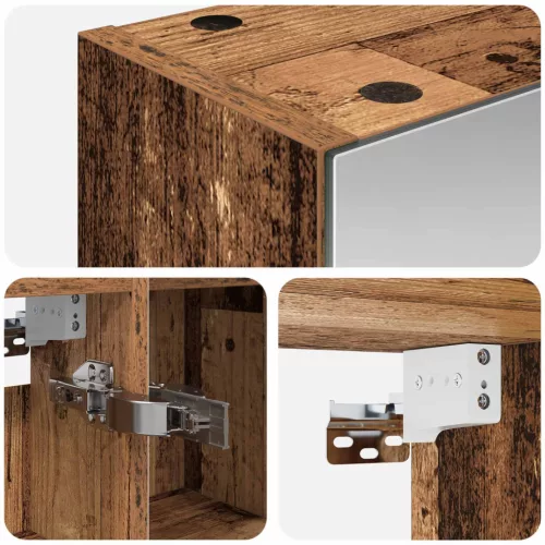  Fürdőszobai tükörszekrény Öreg fa 80 x 14.5 x 70 cm Faanyag