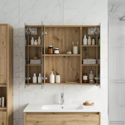  Fürdőszobai tükörszekrény Művészi tölgy 80 x 14.5 x 70 cm