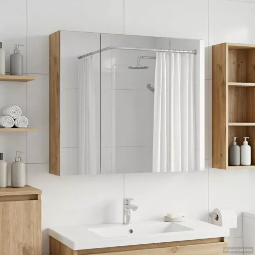  Fürdőszobai tükörszekrény Művészi tölgy 80 x 14.5 x 70 cm