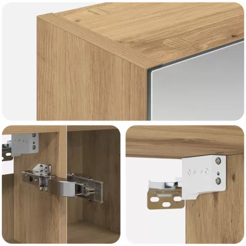  Fürdőszobai tükörszekrény Művészi tölgy 80 x 14.5 x 70 cm