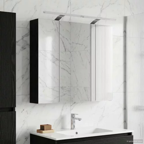  Fürdőszobai tükörszekrény Fekete tölgy 80 x 14.5 x 70 cm