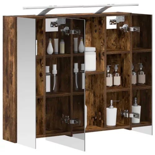  Fürdőszobai tükörszekrény Füstölt tölgy 80 x 14.5 x 70 cm