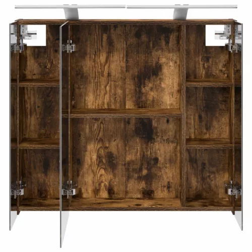  Fürdőszobai tükörszekrény Füstölt tölgy 80 x 14.5 x 70 cm