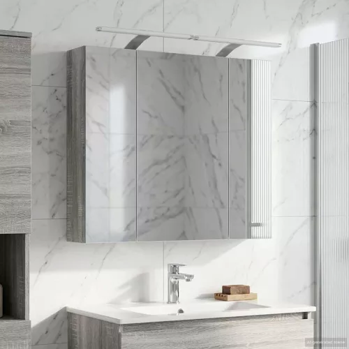  Fürdőszobai tükörszekrény Szürke Sonoma 80 x 14.5 x 70 cm