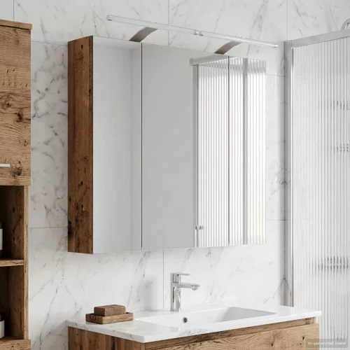  Fürdőszobai tükörszekrény Öreg fa 80 x 14.5 x 70 cm Faanyag