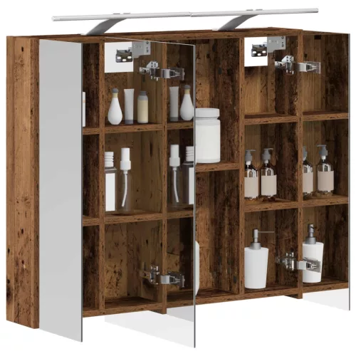  Fürdőszobai tükörszekrény Öreg fa 80 x 14.5 x 70 cm Faanyag