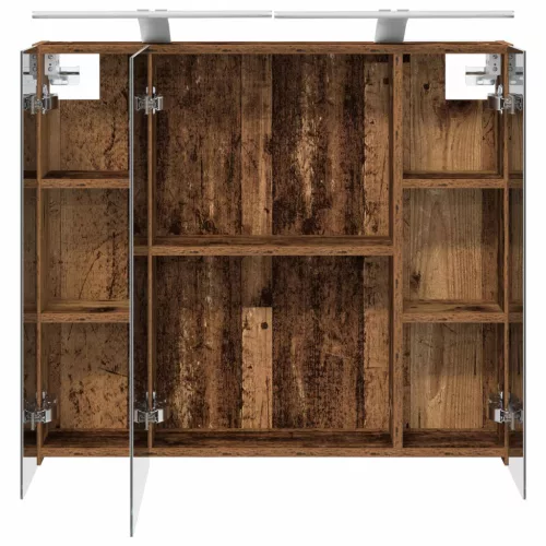  Fürdőszobai tükörszekrény Öreg fa 80 x 14.5 x 70 cm Faanyag