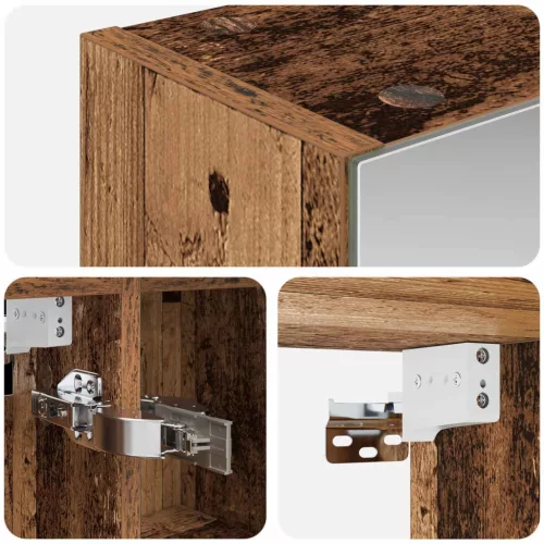  Fürdőszobai tükörszekrény Öreg fa 80 x 14.5 x 70 cm Faanyag