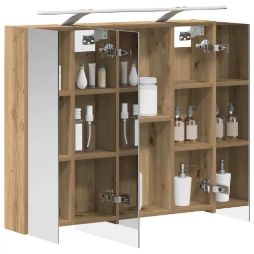  Fürdőszobai tükörszekrény Művészi tölgy 80 x 14.5 x 70 cm