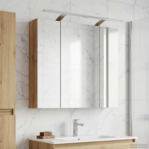  Fürdőszobai tükörszekrény Művészi tölgy 80 x 14.5 x 70 cm