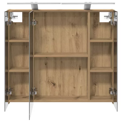  Fürdőszobai tükörszekrény Művészi tölgy 80 x 14.5 x 70 cm