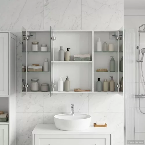  Fürdőszobai tükörszekrény Fehér 100 x 14,5 x 70 cm Faanyag