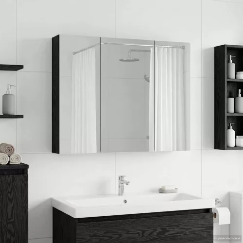  Fürdőszobai tükörszekrény Fekete tölgy 100 x 14,5 x 70 cm