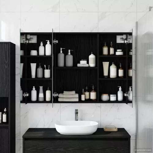  Fürdőszobai tükörszekrény Fekete tölgy 100 x 14,5 x 70 cm