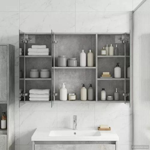  Fürdőszobai tükörszekrény Beton Szürke 100 x 14,5 x 70 cm