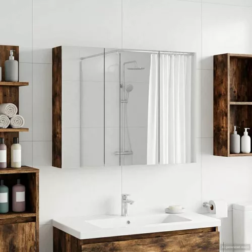  Fürdőszobai tükörszekrény Füstölt tölgy 100 x 14,5 x 70 cm