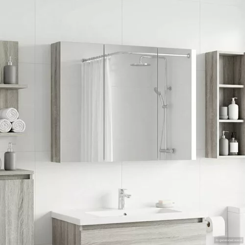  Fürdőszobai tükörszekrény Szürke Sonoma 100 x 14,5 x 70 cm