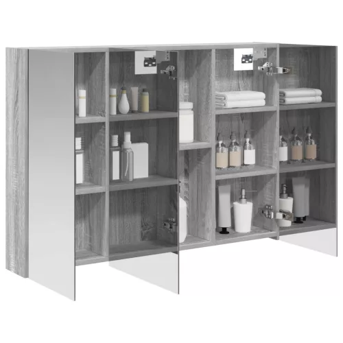  Fürdőszobai tükörszekrény Szürke Sonoma 100 x 14,5 x 70 cm