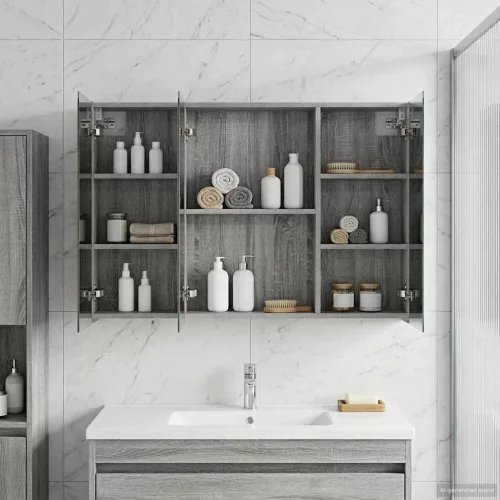  Fürdőszobai tükörszekrény Szürke Sonoma 100 x 14,5 x 70 cm