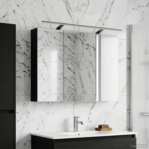  Fürdőszobai tükörszekrény Fekete tölgy 100 x 14,5 x 70 cm