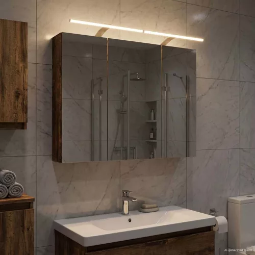  Fürdőszobai tükörszekrény Füstölt tölgy 100 x 14,5 x 70 cm