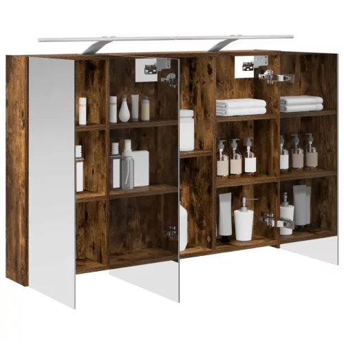  Fürdőszobai tükörszekrény Füstölt tölgy 100 x 14,5 x 70 cm