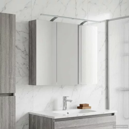  Fürdőszobai tükörszekrény Szürke Sonoma 100 x 14,5 x 70 cm