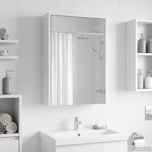  Fürdőszobai tükörszekrény Fehér 43 x 16 x 62.5 cm Faanyag