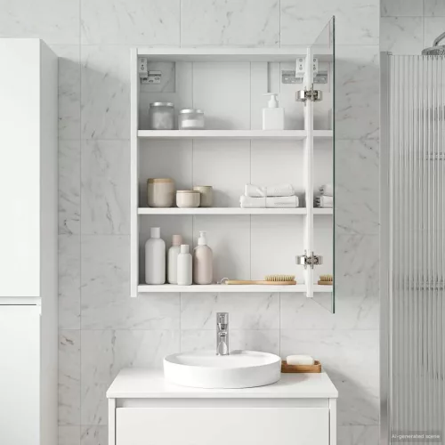  Fürdőszobai tükörszekrény Fehér 43 x 16 x 62.5 cm Faanyag