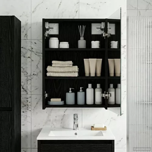  Fürdőszobai tükörszekrény Fekete tölgy 43 x 16 x 62.5 cm