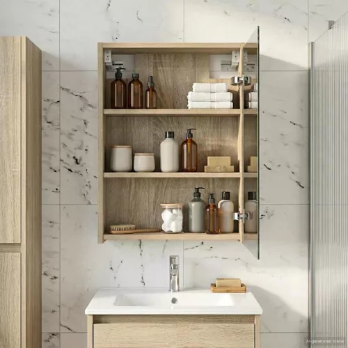  Fürdőszobai tükörszekrény Sonoma tölgy 43 x 16 x 62.5 cm