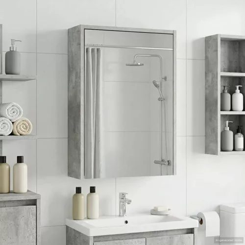  Fürdőszobai tükörszekrény Beton Szürke 43 x 16 x 62.5 cm