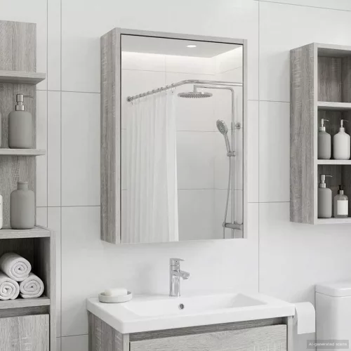  Fürdőszobai tükörszekrény Szürke Sonoma 43 x 16 x 62.5 cm