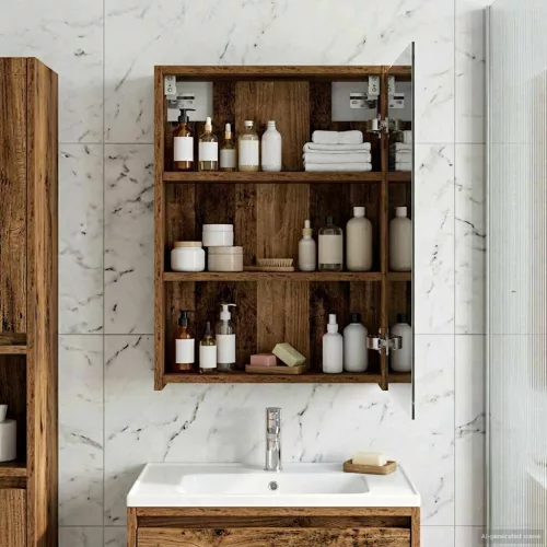  Fürdőszobai tükörszekrény Öreg fa 43 x 16 x 62.5 cm Faanyag