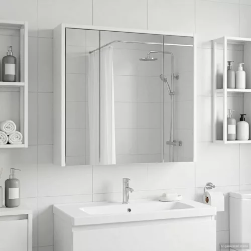  Fürdőszobai tükörszekrény Fehér 63,5 x 16 x 62,5 cm Faanyag