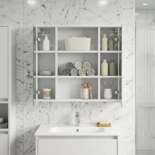  Fürdőszobai tükörszekrény Fehér 63,5 x 16 x 62,5 cm Faanyag