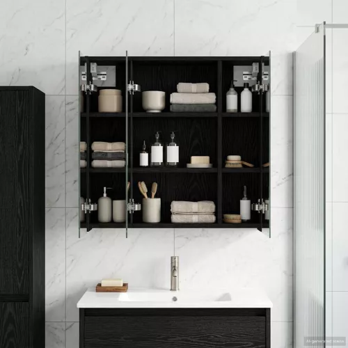  Fürdőszobai tükörszekrény Fekete tölgy 63,5 x 16 x 62,5 cm