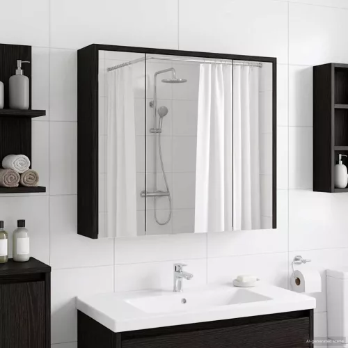  Fürdőszobai tükörszekrény Fekete tölgy 63,5 x 16 x 62,5 cm