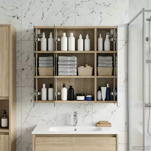  Fürdőszobai tükörszekrény Sonoma tölgy 63,5 x 16 x 62,5 cm