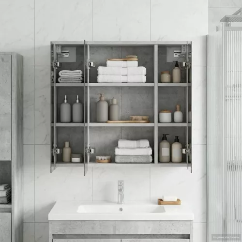  Fürdőszobai tükörszekrény Beton Szürke 63,5 x 16 x 62,5 cm