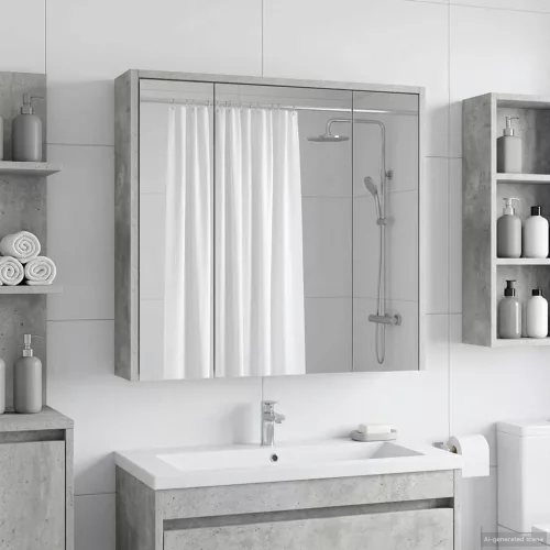  Fürdőszobai tükörszekrény Beton Szürke 63,5 x 16 x 62,5 cm