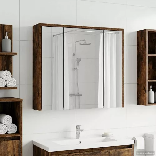  Fürdőszobai tükörszekrény Füstölt tölgy 63,5 x 16 x 62,5 cm