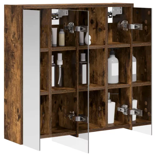  Fürdőszobai tükörszekrény Füstölt tölgy 63,5 x 16 x 62,5 cm