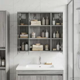    Fürdőszobai tükörszekrény Szürke Sonoma 63,5 x 16 x 62,5 cm